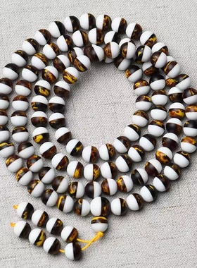 天然龙涎香108佛珠手链 聚宝盆手串灰琥珀毛衣链项链男女情侣