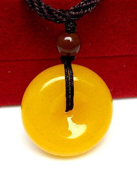 黄玉平安扣 米黄玉平安扣 玉平安扣吊坠 玉平安扣项链