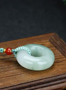 天然天山翠飘花玉石面包圈款式玉石吊坠情侣款玉项链吊坠