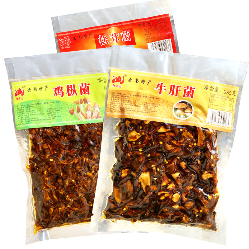 云南特产油鸡枞菌子牛肝菌松茸菌组合280g*3小吃麻辣小零食鸡纵菌 - 图3