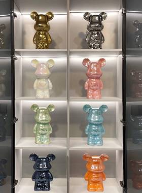 高级感暴力熊摆件家居客厅酒柜电视柜玄关装饰存钱罐轻奢新家礼物