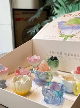 如沐花间盲盒水晶摆件郁金香桔梗虞美人教师节花束礼物七夕送女友