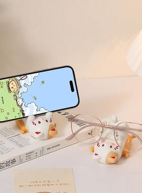 可爱卡通小猫眼镜放置架桌面手机架摆件办公桌好物女生工位实用