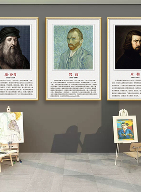 画家挂图美术教室墙面装饰海报培训学校墙壁画世界美术家画像贴纸