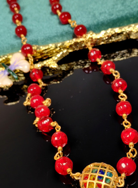 青岛中古vintage手工琉璃简约精致鸟笼宫廷毛衣链香家款项链欧美