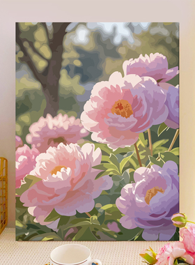 牡丹花治愈系手工diy油彩画