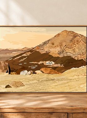 中古风背有靠山风景数字油画DIY