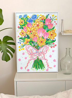 数字油画diy玫瑰花束手工自己涂