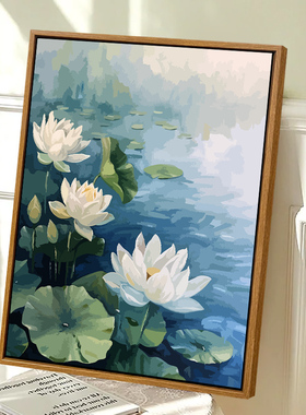 夏日荷花数字油画diy手工填色画