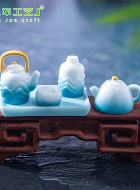 新款微景观国风青山茶具套装娃娃