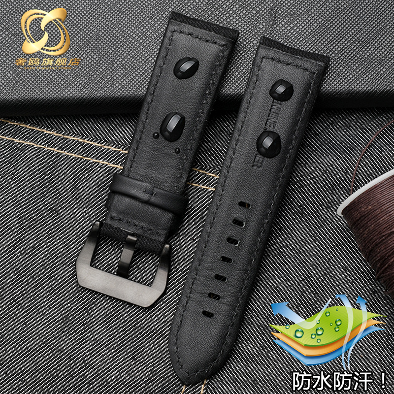 适配沛纳海Panerai/PAM111 441男士粗犷帆布手表带防水防汗24mm - 图1