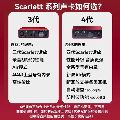 Focusrite福克斯特Scarlet solo4代 2i2/4i4四代直播编曲录音声卡 - 图3