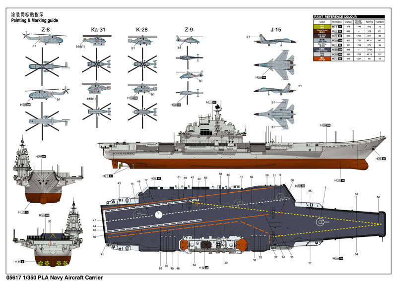 小号手 05617 06703 拼装军舰模型 1/350 700中国辽宁号航空母舰 - 图2