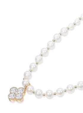 Four-leaf boulder pearl neck necklace female fashion design