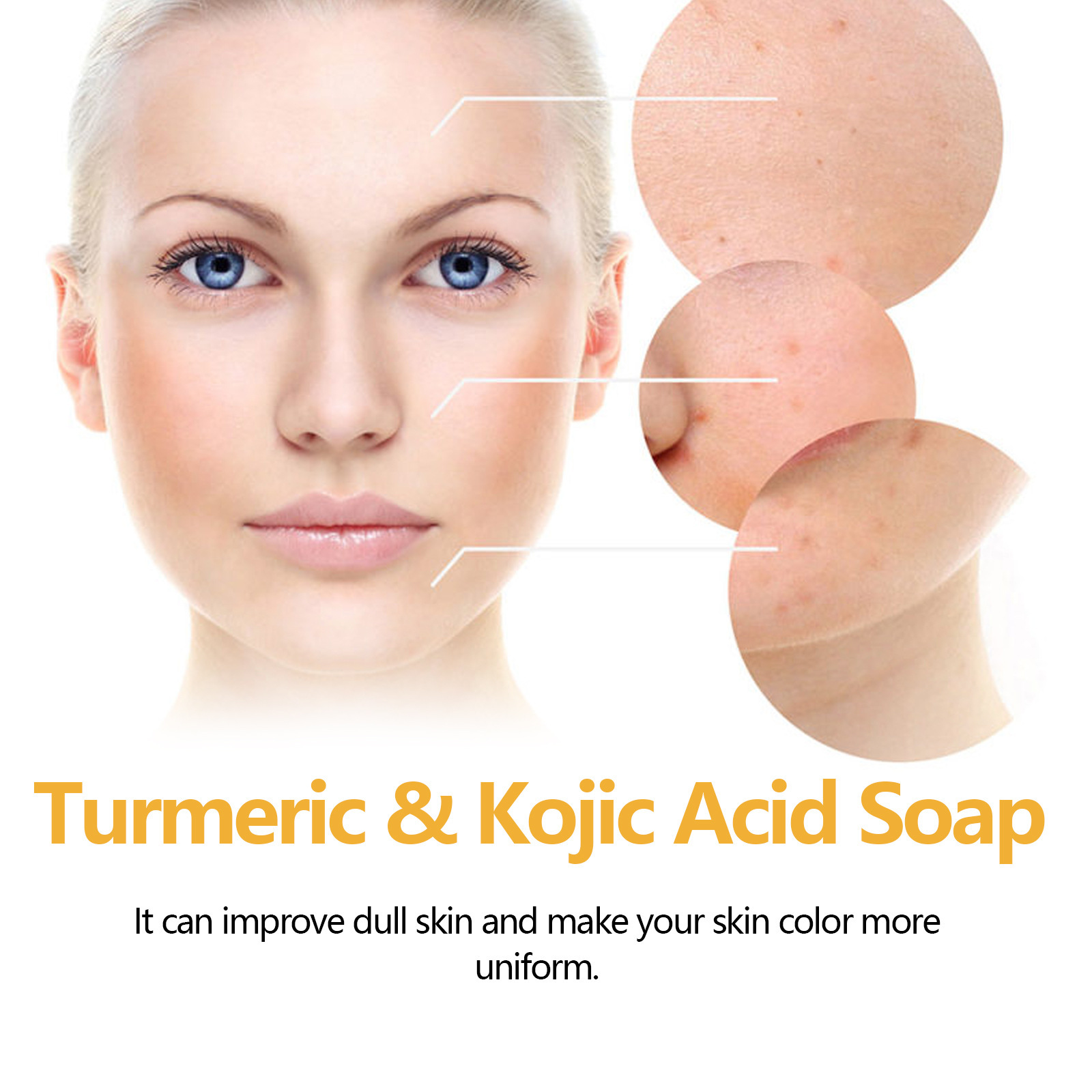 Turmeric Kojic Acid Soap Gently Cleanses Face, Lightens - 图0