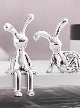 Creative Electroplated Rabbit Figurine, Luxurious Living Roo