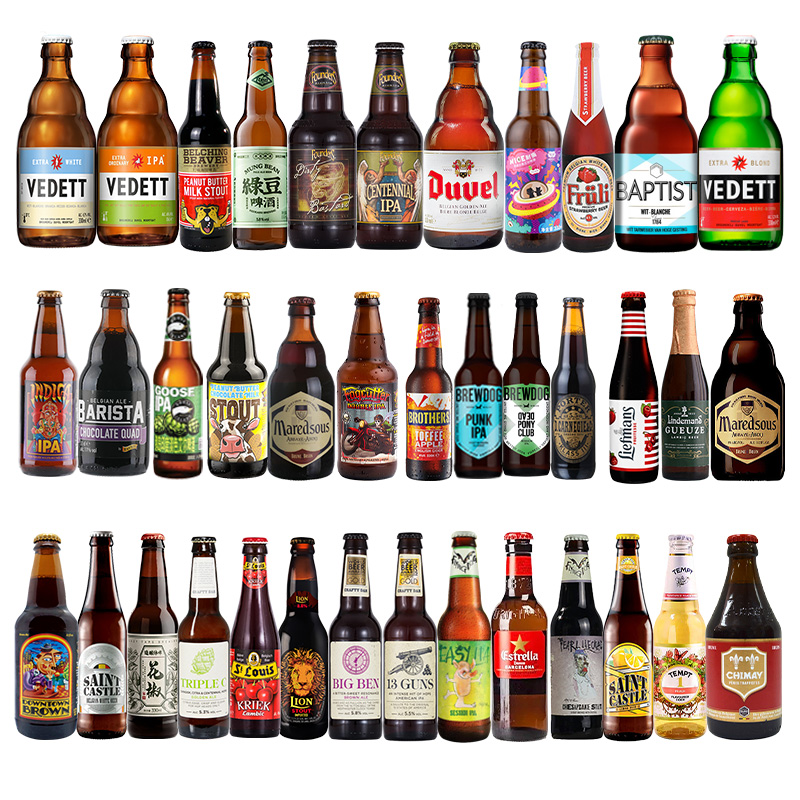 全球进口48瓶精酿啤酒1664/福佳白/罗斯福/粉象/白熊/林德曼/诱惑