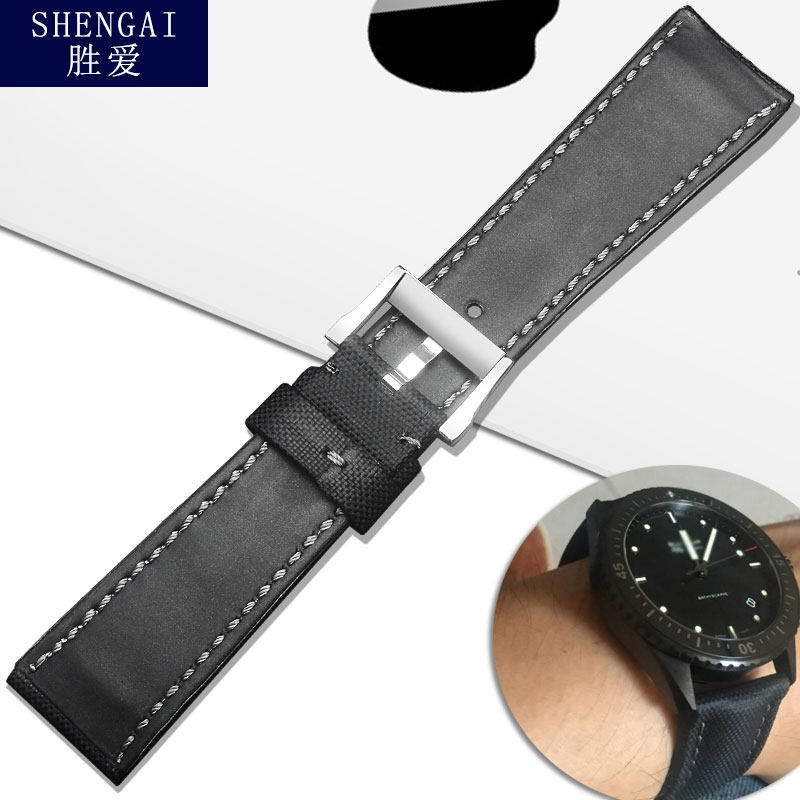 男士23mm黑色适配宝珀5000手表带 胜爱配件