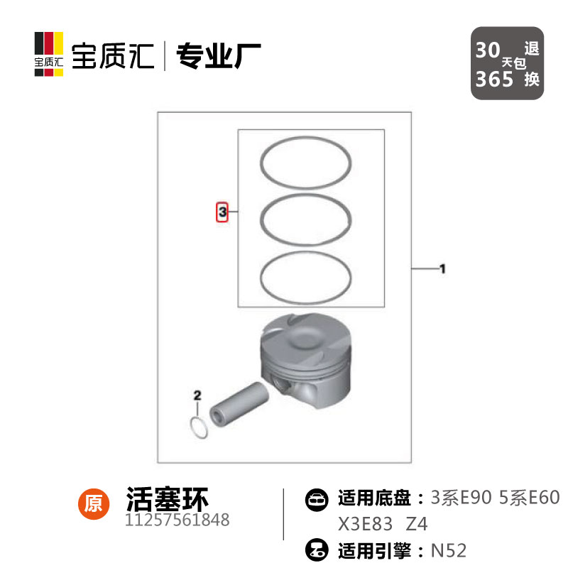 适用于宝马1357系325i330i523i525i530i730X1X3X5N52发动机活塞环-图3