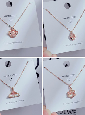 设计灵动吊坠款项链女钛钢不掉色气质简约幸运草链小众网红颈链