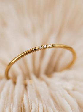 强推极细！不掉色碎钻日式戒指女简约小众轻奢ins风尾戒指环