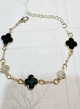 2024新款超闪满钻四叶草手链女ins轻奢感小众手串个性百搭手饰品