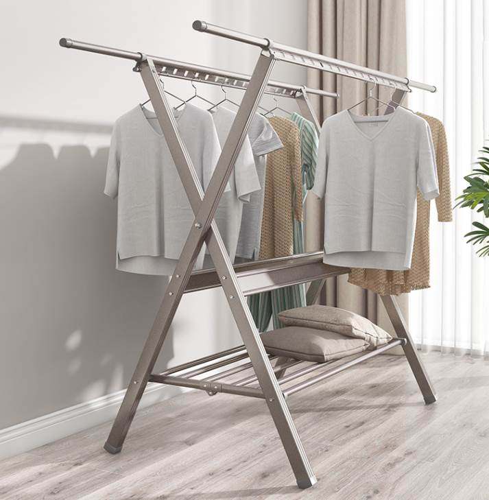 落地凉衣架阳台晒架折叠晾衣杆可伸缩晒被子架晾衣服架子新疆包邮