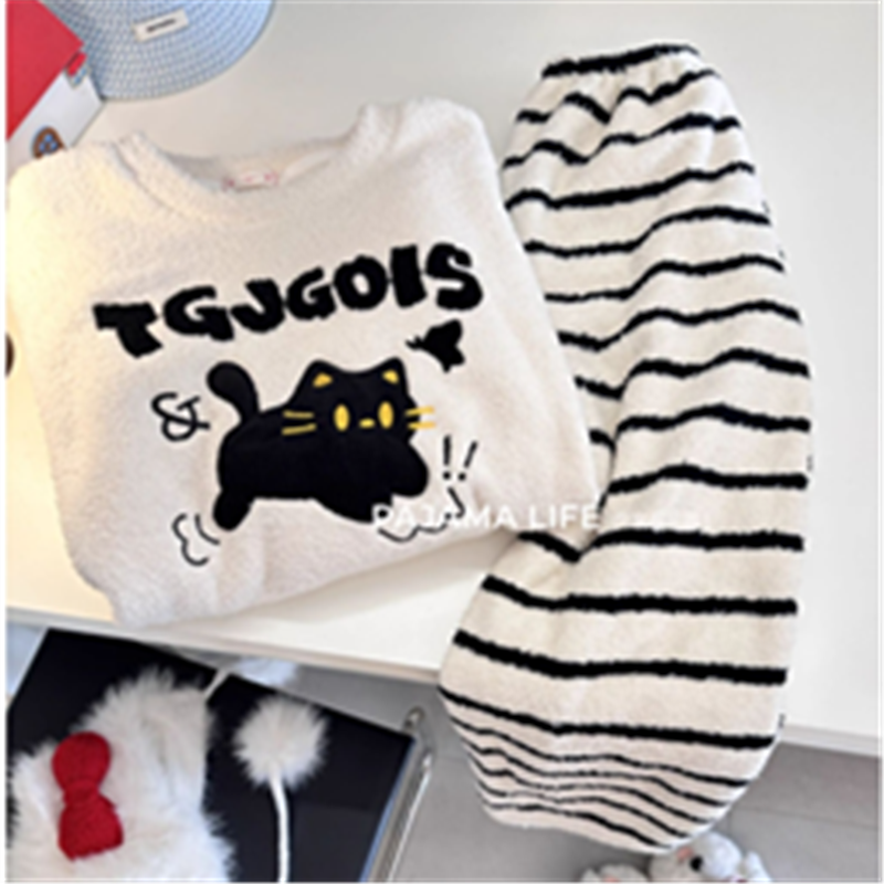 珊瑚绒睡衣女士冬季加绒加厚法兰绒秋冬款保暖长袖套装卡通家居服,淘宝优惠券,粉丝福利购,淘宝优惠卷