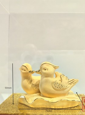 摆件婚庆礼品鸳鸯戏水绒沙金
