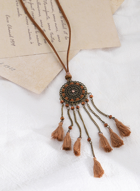 波西米亚复古流苏长款项链毛衣链