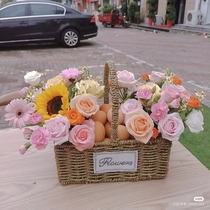 Grass Choreography Eggs Flower Basket Dried Flowers Flower Arrangement Multi-Meat Small Basket Vines Flower-flower choreography Jacquard Basket accompanied by hand salutes