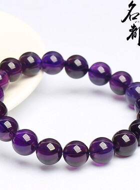 2026名都水晶 天然乌拉圭紫水晶手链 深紫色紫晶圆珠手串散珠
