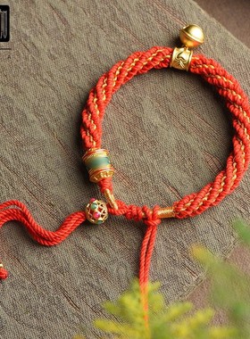 2026藏式手搓棉线红绳手链本命年五彩绳西藏脏脏绳男女款手串编织