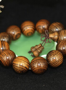 2026虎皮檀手串佛珠手链 虎斑木纹念珠木质坚硬 女款流行珠子