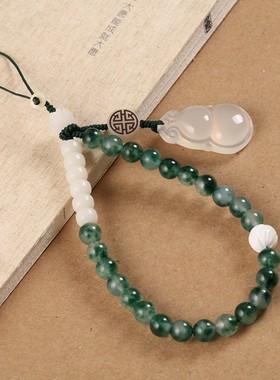 2026中国风水草玛瑙玉石手机链挂绳创意短手腕装饰挂件女个性挂脖