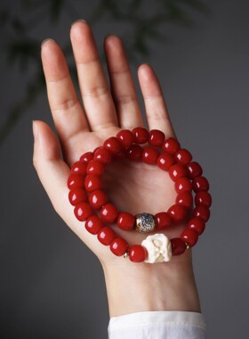 2026厂家直销红色菩提手串男士盘玩醒狮百搭新中式手链女文玩配饰