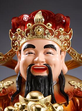 财神爷摆件家用神像店铺开业办公室树脂居家供奉招财文财神爷佛像