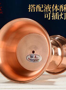 印度红铜液体酥油灯灯座室内用长明灯灯盏蜡烛烛台灯架燃灯摆件