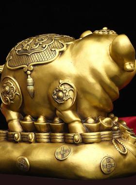 全铜金猪摆件生肖猪工艺品家居客厅电视柜酒柜装饰品开业礼品中式