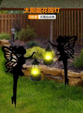 跨境新太阳能灯猫咪花园庭院插件万圣节黑猫装饰摆饰金属工艺礼品