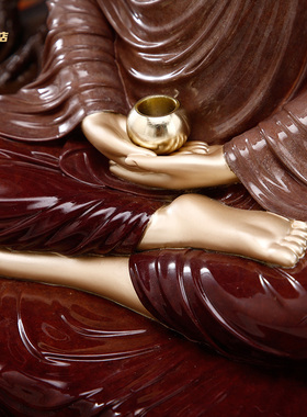 佛像高温着色鹿苑悟道佛摆件纯铜