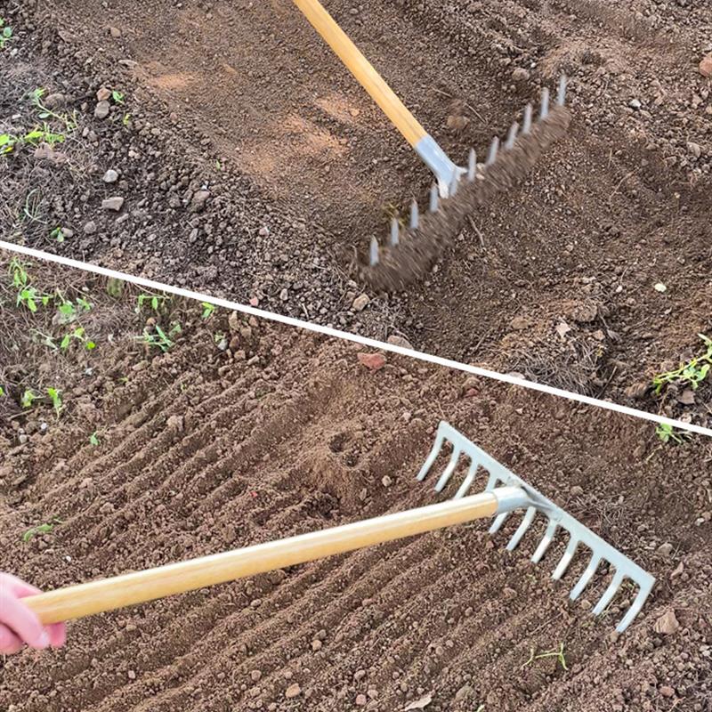 九齿钉耙加厚锰钢农用铁耙子农具翻平地松土小园艺搂草扒除草神器 - 图0