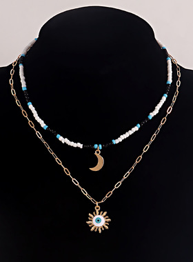 New Bohemia Beaded Handmade Necklace Double Chain Chokers