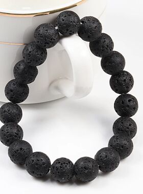 Buddha Black White Natural Stone Rock Lava Beads Strand