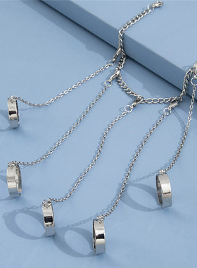 Punk Geometric Silver Color Chain Wrist Bracelet For Women