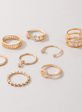 Tocona Bohemia Simple Design Gold Hollow Geometric Finger