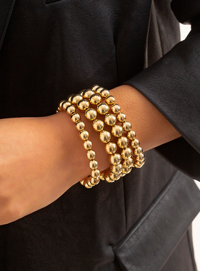 2023 Bohemia Simple Beaded Chain Bracelets Gold Color Big