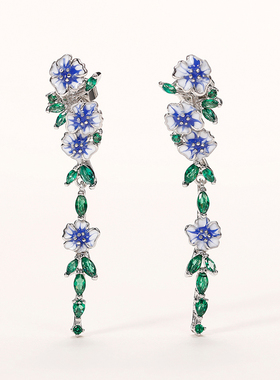 Vintage Enamel Flower Dangle Earrings Women Temperament