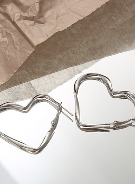 Punk Cool Heart Earrings For Women Girl Silver Color Hollow