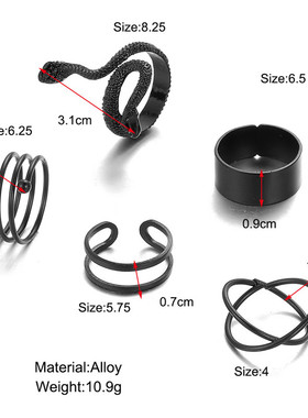 Vintage Gothic Metal Rings Set for Women Girls Geometric